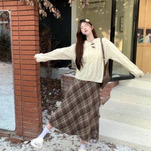 Women's Korean Preppy Academia Style Knit Sweater for Fall