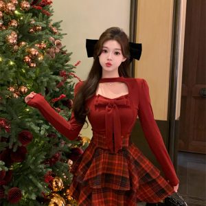 Winter Slimming Bow Two-Piece Set for Women